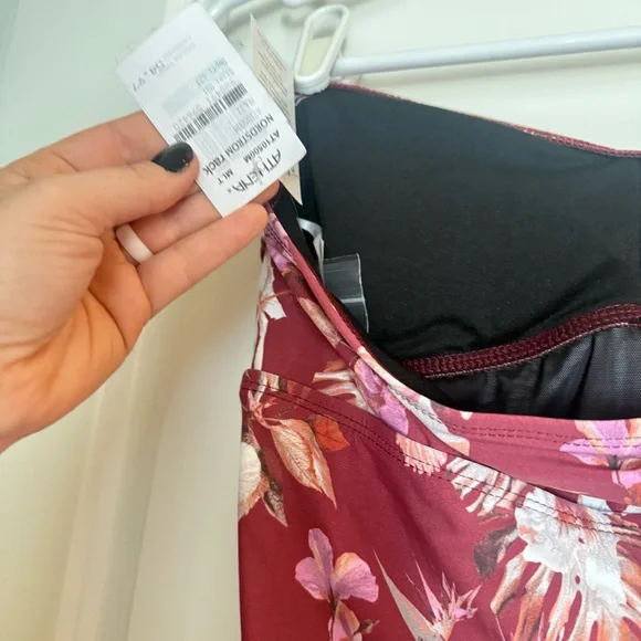 Athena Tummy Control Floral Twist Bandeau One Piece Swimsuit Womens Size 8 - Picture 5 of 10